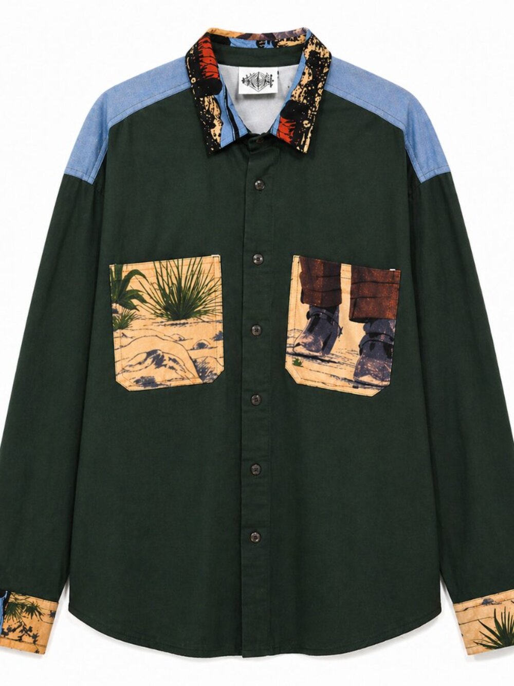 Kiki Layne Western Graphic Button-Up Shirt Men’s One Size Cowboy Print Statement